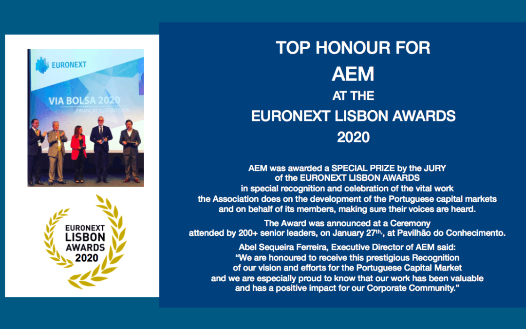 TOP HONOUR FOR AEM AT THE EURONEXT LISBON AWARDS 2020